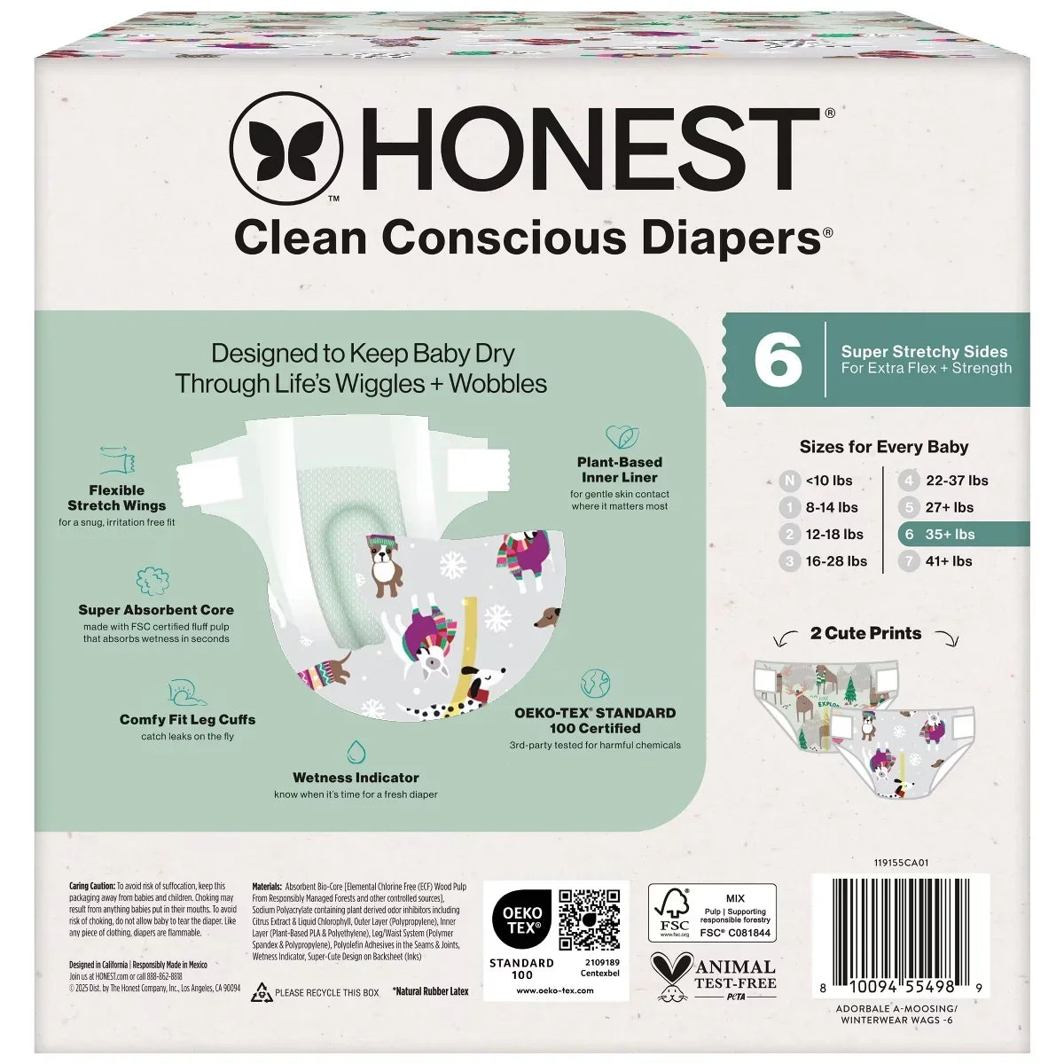 The Honest Company Clean Conscious Disposable Diapers Winter Wags & Adorably A-moosing