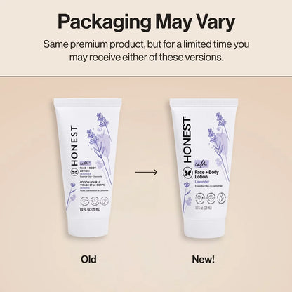 The Honest Company Calm Face + Body Lotion - Travel Size - Lavender- 1 fl oz: Moisturizing, Dye-Free, Paraben-Free, Phthalate-Free