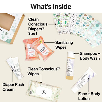 The Honest Company Baby Arrival Gift Set: 6 Pieces, Moisturizing, Basic Cleansing, Lavender Scent