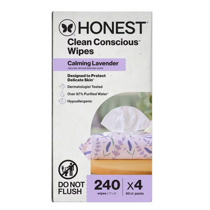 The Honest Company Calm + Cleanse Plant-Based Baby Wipes - Lavender